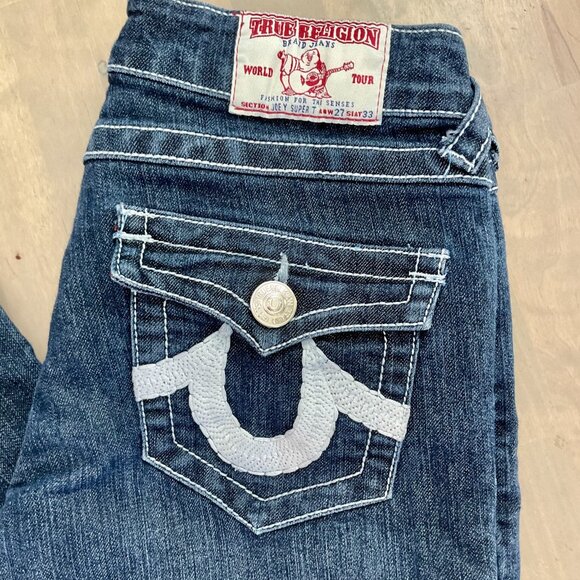 Womens True Religion Bootcut Jeans Size 27/33 Darkwash - Picture 1 of 5